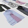 Formal Men's Shirts With Striped And Checkered Ties In Various Colors