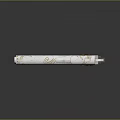 Elegant White Pistol With Intricate Gold Patterns And Polished Wooden Grip Design