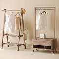 Wooden Clothes Racks Hanging Clothes And Hat With Shelf And Storage Cabinet