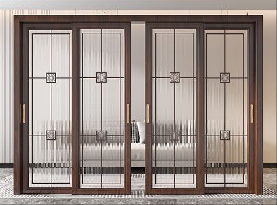 New Chinese style sliding door glass sliding door 3d model