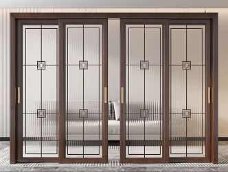 New Chinese style sliding door glass sliding door 3d model