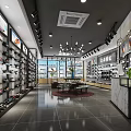 Shoe Store Front with Glass Door Entrance and Shoe Racks Displaying Shoes Inside