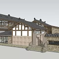 Ancient Chinese Architecture With Traditional Tile Roof Wooden Frames Stone Walls And Steps