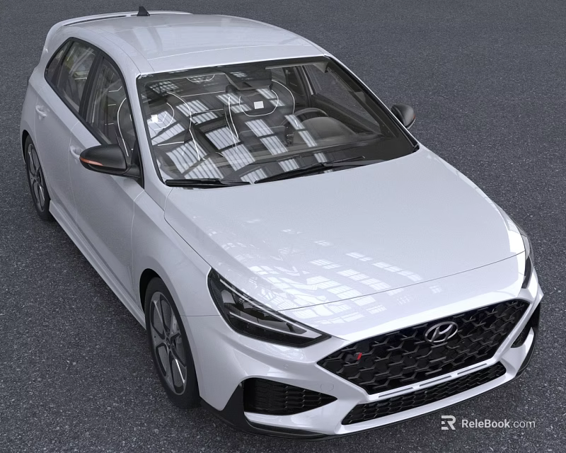 White Hyundai Hatchback Car Exterior 3d model 