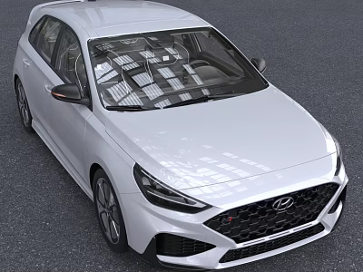 White Hyundai Hatchback Car Exterior 3d model