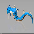 Detailed Blue Dragon Character Mythical Creature With Orange Body White Horns And Fins 3D Sculpture
