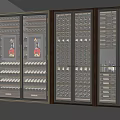 Modern Elegant Wine Storage Cabinet With Glass Doors And Arranged Wine Bottles