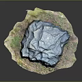 Natural Blue Stone with Wood Accent Green Grass Soil and Rough Texture
