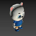 Cute White Cartoon Bear Character With Pink Ears Blue Eyes Blue Shirt And Brown Shorts