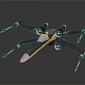 Detailed Black And Yellow Sci Fi Fighter Model With Twin Engines And Wing Design