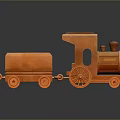 Colorful Toy Train Set With Orange Black And Red Carriages And Locomotive
