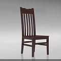 Simple Solid Dark Wood Single Chair With Vertical Slat Back Design 3d model