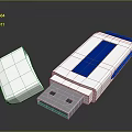 White And Blue USB Flash Drive With Removable Cap And Interface