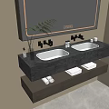 Modern Double Sink Bathroom Vanity with Wooden Cabinet Backlit Mirror and Marble Countertop