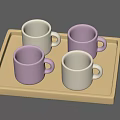 Colorful Tableware Combination Set With Yellow Tray And Pastel Cups 3d model