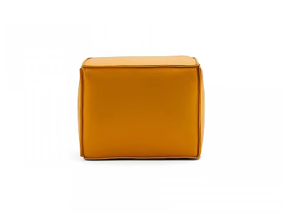 Orange Leather Square Ottoman With Simple Modern Design For Living Room 3d model