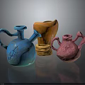 Colorful Decorative Vases And Woven Basket For Stylish Home Furniture Decor