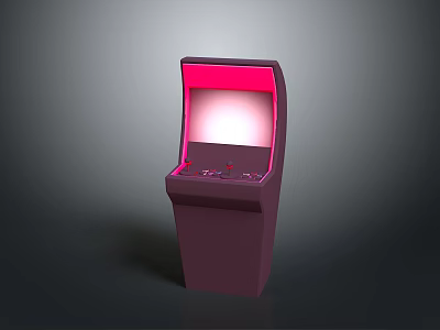 Purple Arcade Gaming Machine With Pink Lighting And Control Panel For Home Entertainment 3d model