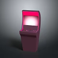 Purple Arcade Gaming Machine With Pink Lighting And Control Panel For Home Entertainment