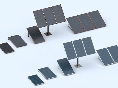 Industrial Solar Panels Equipment With Various Sizes Different Angles And Mounting Brackets 3d model