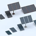 Industrial Solar Panels Equipment With Various Sizes Different Angles And Mounting Brackets 3d model