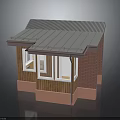 Small Red Brick Building Exterior With Metal Roof Wooden Paneling And Windows