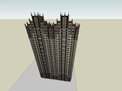 Modern High Rise Building 3D Architectural Design With Decorative Top And Windows 3d model