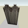 Modern High Rise Building 3D Architectural Design With Decorative Top And Windows
