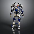 Blue White Gold Robot Mech With Sci Fi Armor And Weapon Design