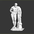 White Decorative Male Statue Furniture With Muscular Body And Cloak Design Base
