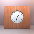 Minimalist Square Wooden Clock With White Dial Black Hands And Modern Design 3d model