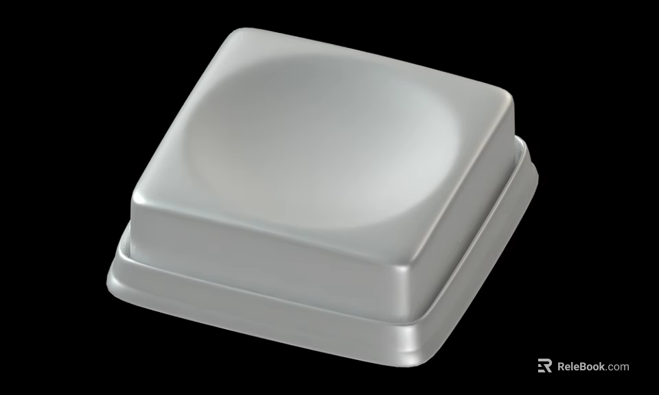 Silver Square Container With Smooth Surface And Two Layer Metallic Structure On Black Background 3d model 