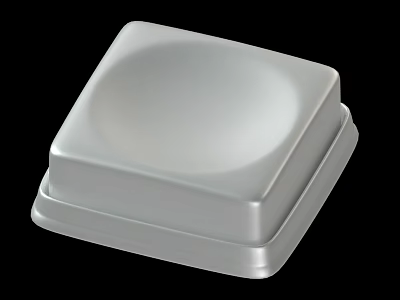 Silver Square Container With Smooth Surface And Two Layer Metallic Structure On Black Background 3d model