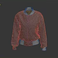 Stylish Teal Knit Bomber Jacket With Beige Collar Cuffs And Hem Design For Daily Wear