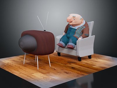 Modern Game Role Old Man Old Man Grandpa Lonely Old Man 3d model