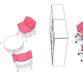 Modern Round Table and Pink Office Chairs Set with Storage Cabinets