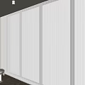 White Vertical Striped Curtains In Modern Interior With Sunlight Wooden Floor And Small Stool