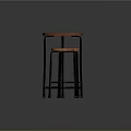 Wooden Bar Counter Round Top With Black Metal Legs And Matching Stools
