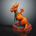 Orange Dragon Figure With Green Scarf And Glasses Sitting On Red Base