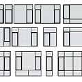 Various Window Pane Designs With Different Grid Patterns And Architectural Layouts 3d model