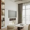 Modern Apartment Living Room With Sofa Coffee Table And Ceiling Fan
