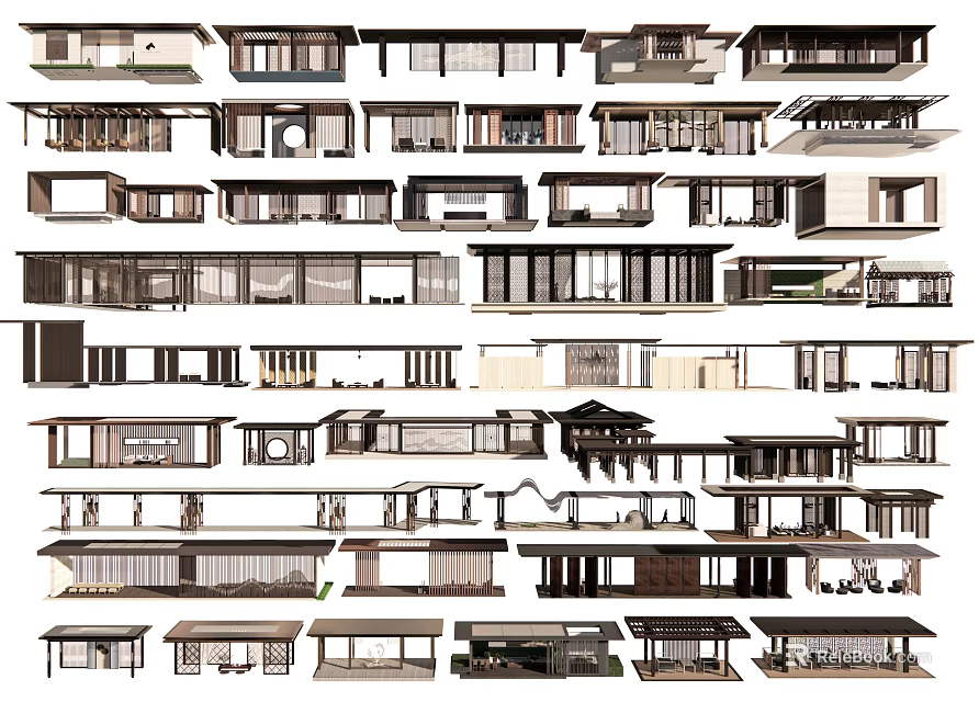 Various Pergola Designs With Different Styles Materials And Outdoor Garden Structures 3d model 