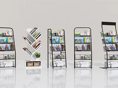 Modern Shelving Units With Various Designs Holding Books Boxes And Decorative Items 3d model