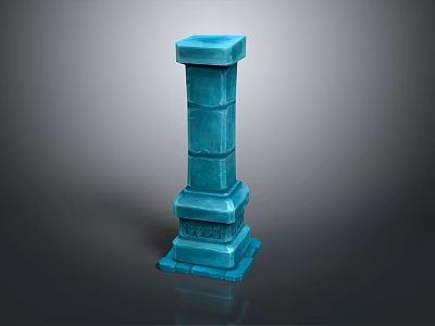 Blue Layered Column Featuring Ornate Base Top And 3D Model Design 3d model