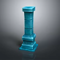 Blue Layered Column Featuring Ornate Base Top And 3D Model Design 3d model