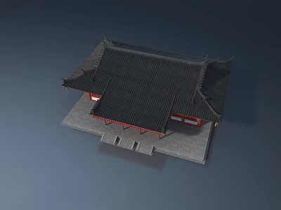 Traditional Chinese Architectural Swing Door With Wooden Frame And Classic Design 3d model