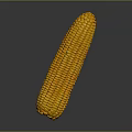 Yellow Corn Shaped Sculpture Carving With Granular Texture And Reflection On Grey Background 3d model