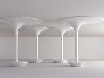 Four White Bell Shaped Columns With Circular Base And Wide Top In Sleek Modern Design 3d model