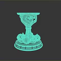 Gray Decorative Base 3D Model With Intricate Scroll And Floral Carvings On Dark Background