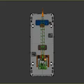 Industrial Ship Working Deck With Green Crane Blue Containers And Wooden Logs